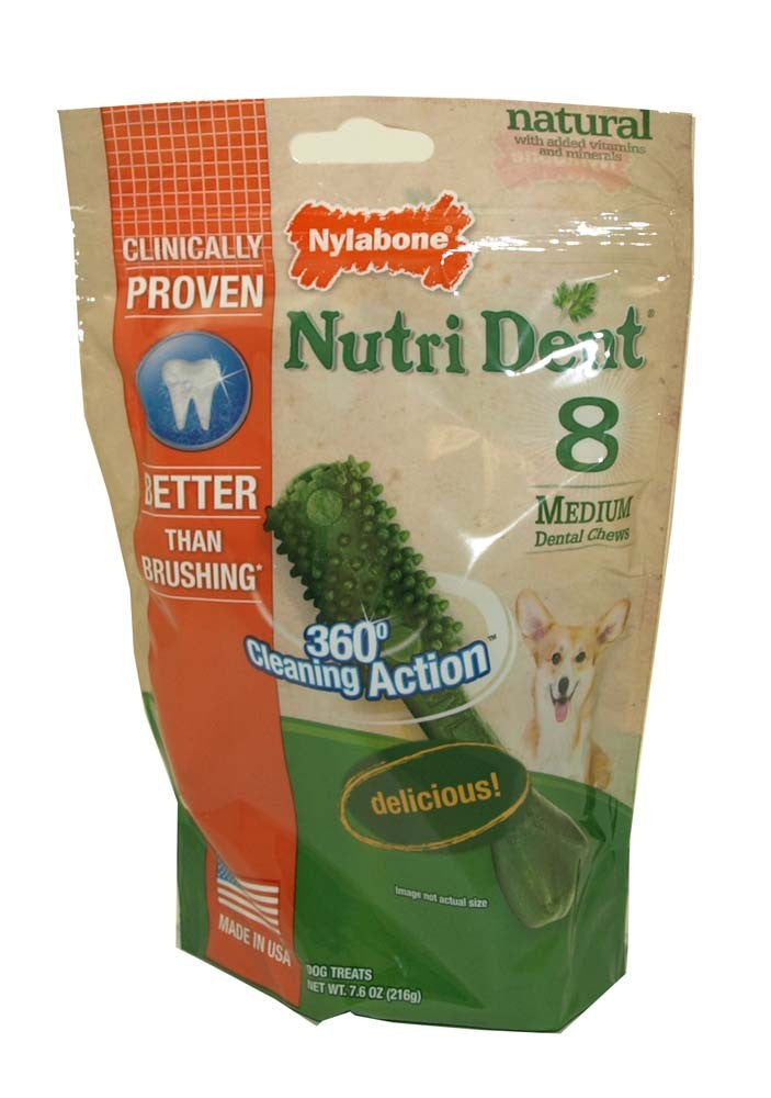 Nylabone Nutri Dent SIMPLE Natural Dental Fresh Breath Flavored Chew Treats 1ea/Medium, 8 ct