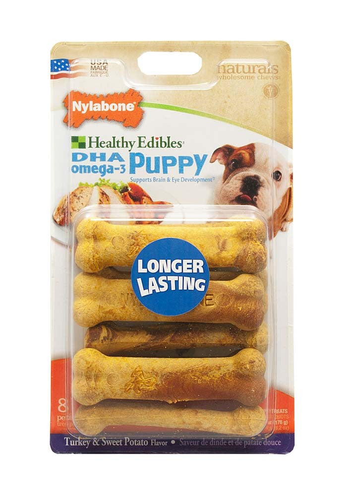 Nylabone Healthy Edibles Puppy Turkey  Sweet Potato Dog Chew Treats Turkey  Sweet Potato, XS/Petite  Up To 15 Lbs. 8 ct