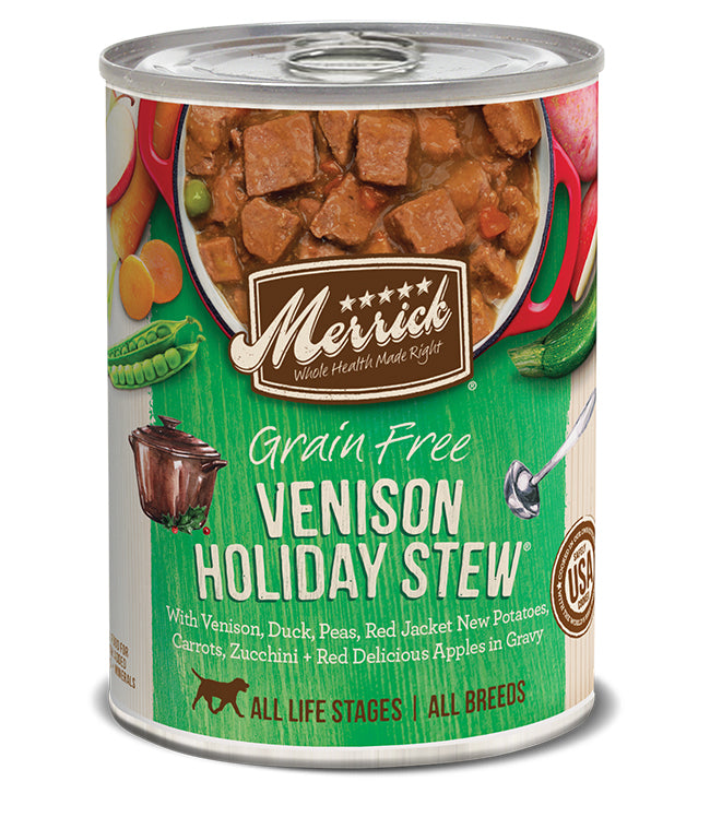 Merrick Venison Holiday Stew Canned Dog Food  12.7oz. (Case of 12)