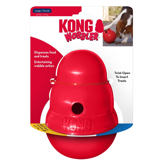 KONG Wobbler Food and Treat Dispenser Dog Toy Red 1ea/LG