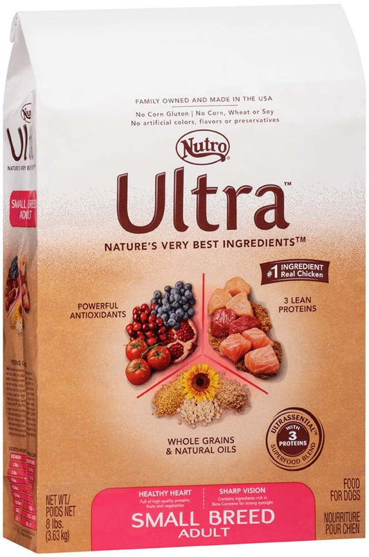 Nutro Products Ultra High Protein Small Breed Adult Dry Dog Food Trio of Proteins from Chicken, Lamb, and Salmon 1ea/8 lb