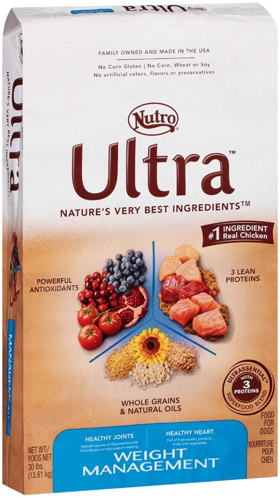 Nutro Products Ultra Weight Management High Protein Adult Dry Dog Food Trio of Proteins from Chicken, Lamb, and Salmon 1ea/15 lb
