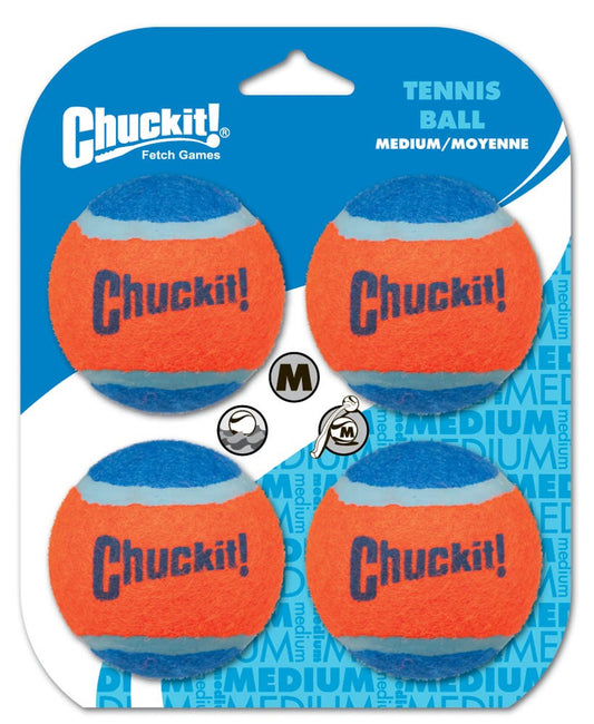 Chuckit! Tennis Ball Dog Toy Shrink Sleeve Blue/Orange 1ea/MD, 4 pk