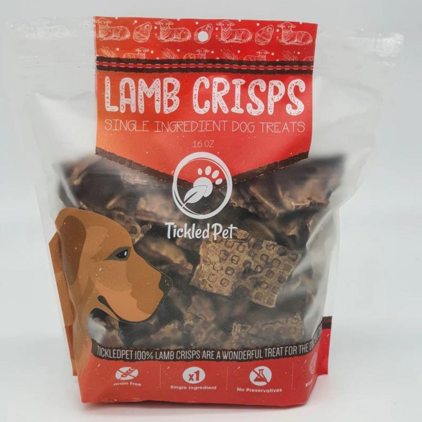 **Tickled Pet Dog 16oz. Lamb Lung Crisps